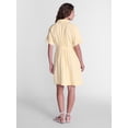 thumbnail image 4 of Time and Tru Women's Linen Blend Pleated Mini Shirtdress with Short Sleeves, Sizes XS-XXXL, 4 of 6