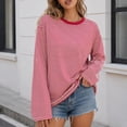thumbnail image 6 of XUNKUSGA Womens Striped Tops Casual Loose Long Sleeve Crewneck Pullover Top Fashion Drop Shoulder Oversized Tunic Tops Comfortable Soft Fall Sweatshirt for Daily Wear S, 6 of 7