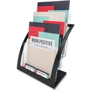 deflecto Three-Tier Magazine Holder, 11 1/4w x 6 15/16d x 13 5/16h, Black