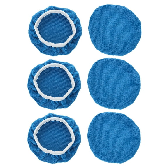 Uxcell 6pcs Car Polisher Bonnet Buffing Pad Micro-fiber for 5"-6" Car Buffer Bonnets Polisher, Dark Blue