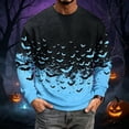 thumbnail image 2 of Rexolia Mens Oversized Waffle T Shirt Halloween Spider Bat Graphic Long Sleeve Casual Comfort Top Blue 5XL, 2 of 7