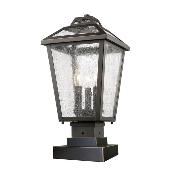 539PHMS-SQPM-ORB-Z-Lite-Bayland - 3 Light Outdoor Square Pier Mount Lantern in Tuscan Style - 9 Inches Wide by 18.5 Inches High-Oil Rubbed Bronze
