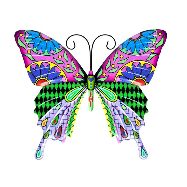 Valla de mariposa de metal para decoración de jardín, arte de patio, mariposa grande, escultura de balcón para terraza al aire libre, rojo, color