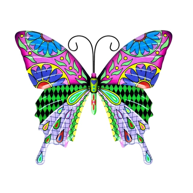 Valla de mariposa de metal para decoración de jardín, arte de patio, mariposa grande, escultura de balcón para terraza al aire libre, rojo, color