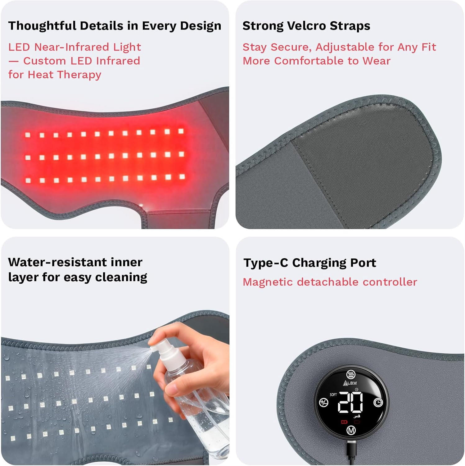 Large Fit Pro Foot Massager with Red-Light Therapy & Graphene Heating for Ankle Knee Back Neck