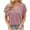 Pink, variant on Summer Fashion Plus Size Tshirts for Women New Solid Color V-neck Stripe Knitted Sleeved With A Slit At The Hem
