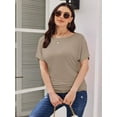 thumbnail image 6 of Womens Casual T Shirts Dolman Top Breathable Basic Short Sleeve Shirts Boat Neck Ruched Tops Summer Lightweight Clothes, 6 of 7