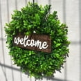 thumbnail image 4 of American style Welcome simulation flower wreath door decoration green flower wreath wooden pendant, 4 of 8