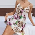 thumbnail image 5 of Xysaqa Women Sexy Nightgown Chemise Mini Slip Dress Floral Print V Neck Negligee Sleepwear Spaghetti Straps Sleepdress Ladies Lingerie Summer Savings, 5 of 7