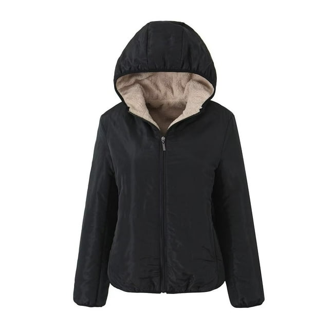 Parkas de manga larga para mujer, abrigo ajustado, versátil, con capucha, cálido, de lana de cordero, abrigo de algodón para mujer