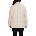 thumbnail image 4 of HFX Women's Relaxed Fit Front Snap Cozy Plaid Shirt Jacket-Pink / L, 4 of 5
