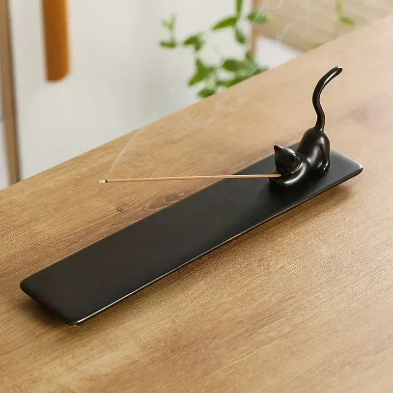 1pc,Home Decor Incense Burner Cute Cat Lovely Rabbit Incense Stick Holder Ceramic Handicraft  Friend Gifts- Without Incense