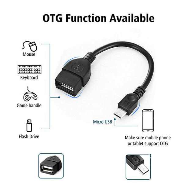 OTG Cable for Android Male Micro USB to USB A-Female, USB OTG Cable On The Go Adaptor for Samsung Sony, Android Smartphone Tablet -