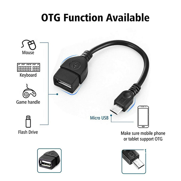 mini melocotón agudo OTG Cable for Android Male Micro USB to USB A-Female, USB OTG Cable On The  Go Adaptor for Samsung Sony, Android Smartphone Tablet - Walmart.com