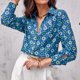 thumbnail image 3 of Blusas De Verano Blusas básicas con estampado floral Camisa de manga larga para mujer Traje diario (Azul XL) Ygjytge para Mujer Azul T XL, 3 of 7
