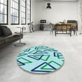 thumbnail image 4 of Ahgly Company Machine Washable Indoor Round Transitional Light Aquamarine Green Area Rugs, 7' Round, 4 of 7