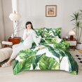 thumbnail image 4 of Feelyou Green Tropic Leaves Full Size Comforter Sets, Watercolor Plant Bedding Comforter Set, Summer Botanical Theme Reversible Bedding Sets, Ultra Soft Bedroom Decor, 3-Piece, 4 of 8