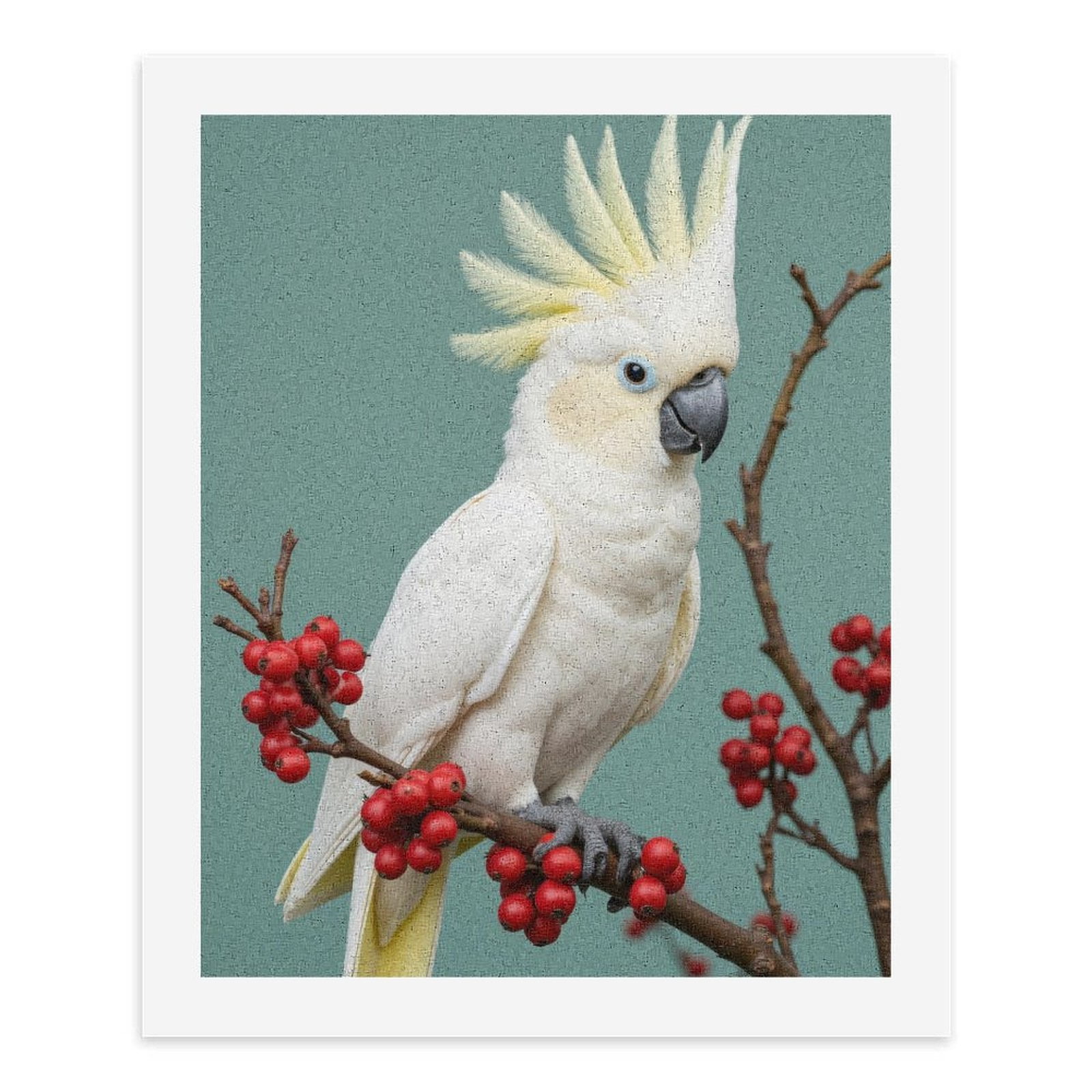 Paint by Numbers Kit for Adults, White Parrot Red Berries Perch Paint by Numbers, Easy Paint by Numbers Kit for Adults Beginner, DIY Adult Paint by Number Kits on Canvas, Home Decor