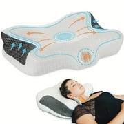 Ergonomic Adjustable CPAP Pillow for Sleep Apnea & Snoring - Memory Foam Cervical Neck Pillow, Machine Washable for Side & Back Sleepers, CPAP Hose Compatible Travel Pillow