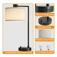 thumbnail image 5 of NATYSWAN Table Lamp for Bedroom Set of 2 with USB C+A Ports, Fully Stepless Dimmable Bedside Lamp with Linen Lampshade, Contemporary Lamp for Living Room Reading Office, 2 LED Bulbs Included (Black), 5 of 8