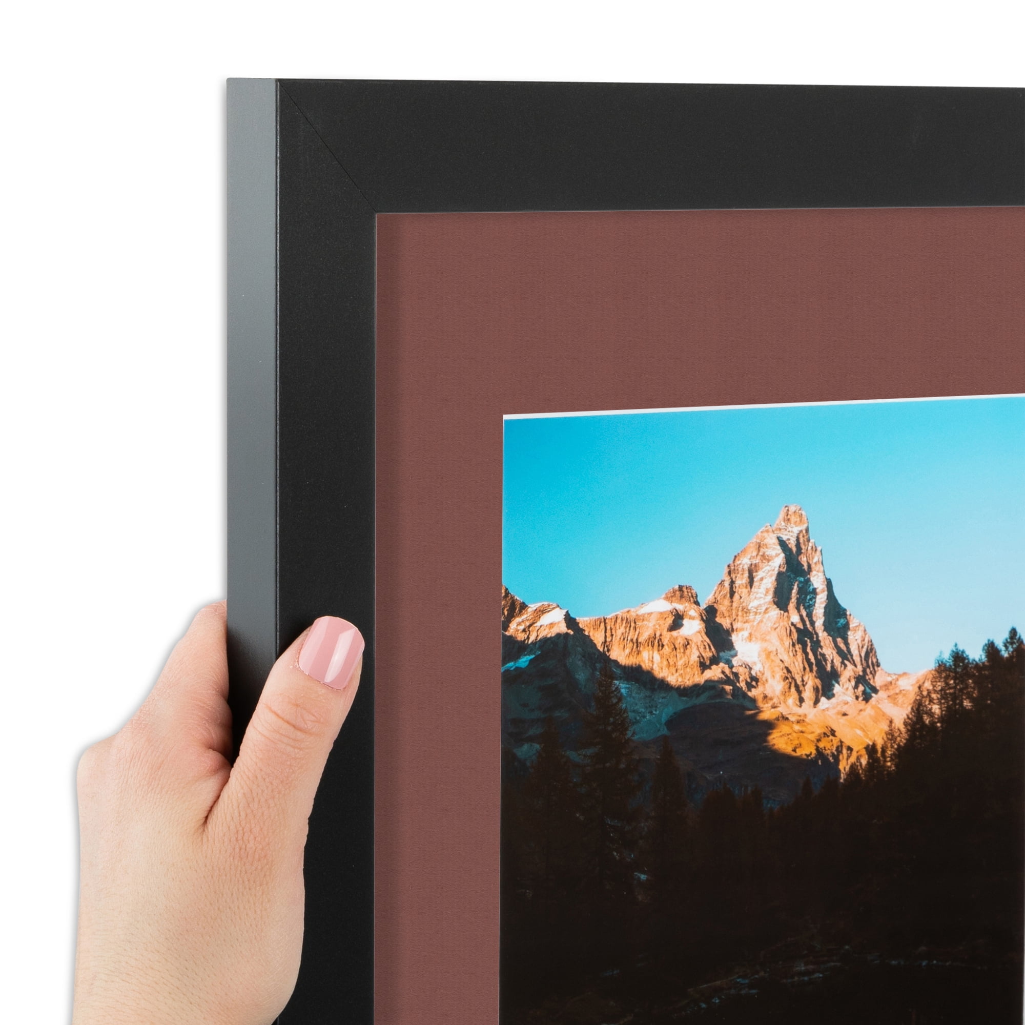 ArtToFrames 16x22" Matted Picture Frame with 12x18" Single Mat Photo Opening Framed in 1.25" Satin Black and 2" Brique Mat (FWM-3926-16x22)