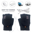 thumbnail image 2 of Kilaqueen USB Heated Fingerless Gloves for Women and Men, Convertible Knit Mittens with Flip Top and Button for Typing, Office Work and Winter Use, 2 of 5