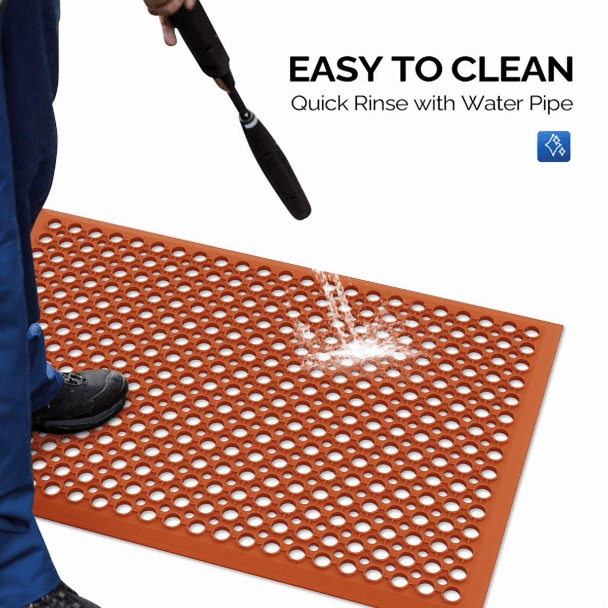 Floor Mat Non-Slip Anti-Fatigue Cushioned Mat, Waterproof Heavy Duty Mat for Kitchen, Garage, Workshop, Gym, Indoor & Outdoor Use