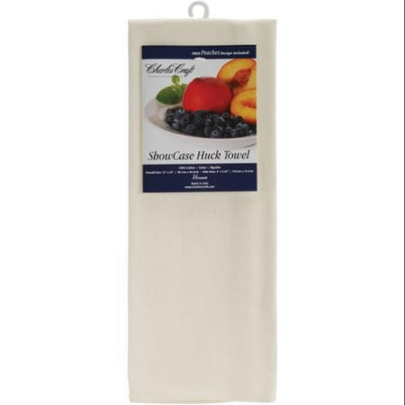 Showcase Huck Towel 15"X25"-Ecru