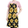 thumbnail image 5 of Black Bee Yellow Flower Pattern Apron-Garden Aprons for Women with Pockets-Cotton Linen Waterproof Kitchen Cooking Gardening Aprons Adjustable for Kitchen,Cooking,BBQ and Salon 33x27 Inch, 5 of 7