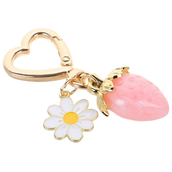 FRCOLOR Cute Strawberry Keychain Pendant Accessories for Girls with Zinc Alloy Material Pink Color Perfect