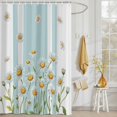 thumbnail image 3 of Shower Curtain Watercolor Daisy Leaf Shower Curtains for Bathroom Decor, Waterproof Polyester Shower Curtain Set with Hooks, Extra Long 72" x 96" Blue Stripes, 3 of 9