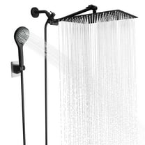 IUSU 12 inch Rain Shower Head, 5-Setting High Pressure Shower Head with Handheld and Hose Black