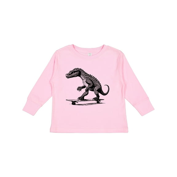 Inktastic Funny Alligator on Skateboard Boys Long Sleeve Toddler T-Shirt
