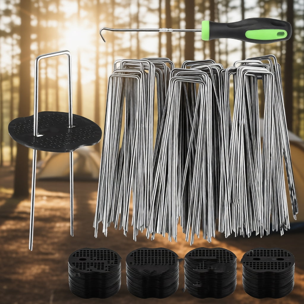 50Pcs Metal U Shape Ground Peg Garden Stake U Shape Spikes Outdoor Plant Cover Spikes for Easy Tent Setups