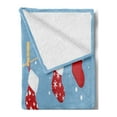 thumbnail image 2 of Christmas Soft Flannel Fleece Throw Blanket, Little Bird and Socks Hanging on Clothesline Snowy Kids Children Cartoon Print, Cozy Plush for Indoor and Outdoor Use, 60" x 80", White Blue, by Ambesonne, 2 of 5