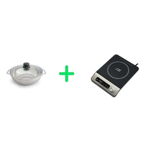 Sunpentown SR-1884SS-42B 1650W Induction with Panel & Control Knob Plus Pot Combo, Stainless Steel