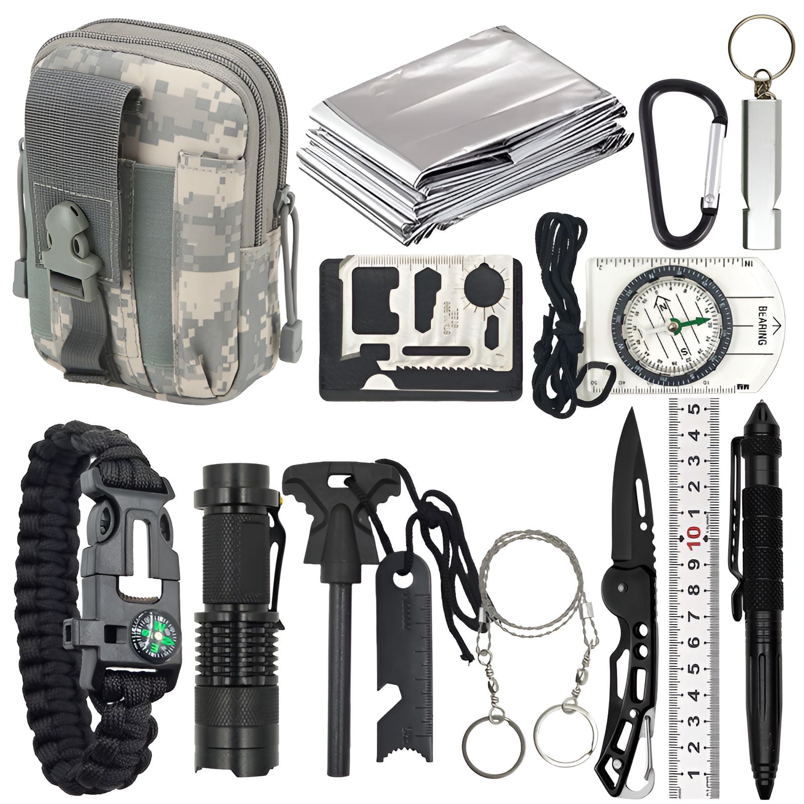14 in 1 Emergency Survival Gear Kit, Outdoor Tactical Tools