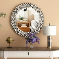 SHYFOY Jeweled Accent Wall Mirror Round Sparkly Decorative Mirrors for Wall Decor