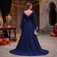 thumbnail image 4 of Renaissance Dress Women, Womens Renaissance Costume, Medieval Dress for Women Steampunk Witch Dress Cosplay Halloween Princess Costume Gothic Retro Flare Sleeve Ball Gown, Dark Blue M, 4 of 6
