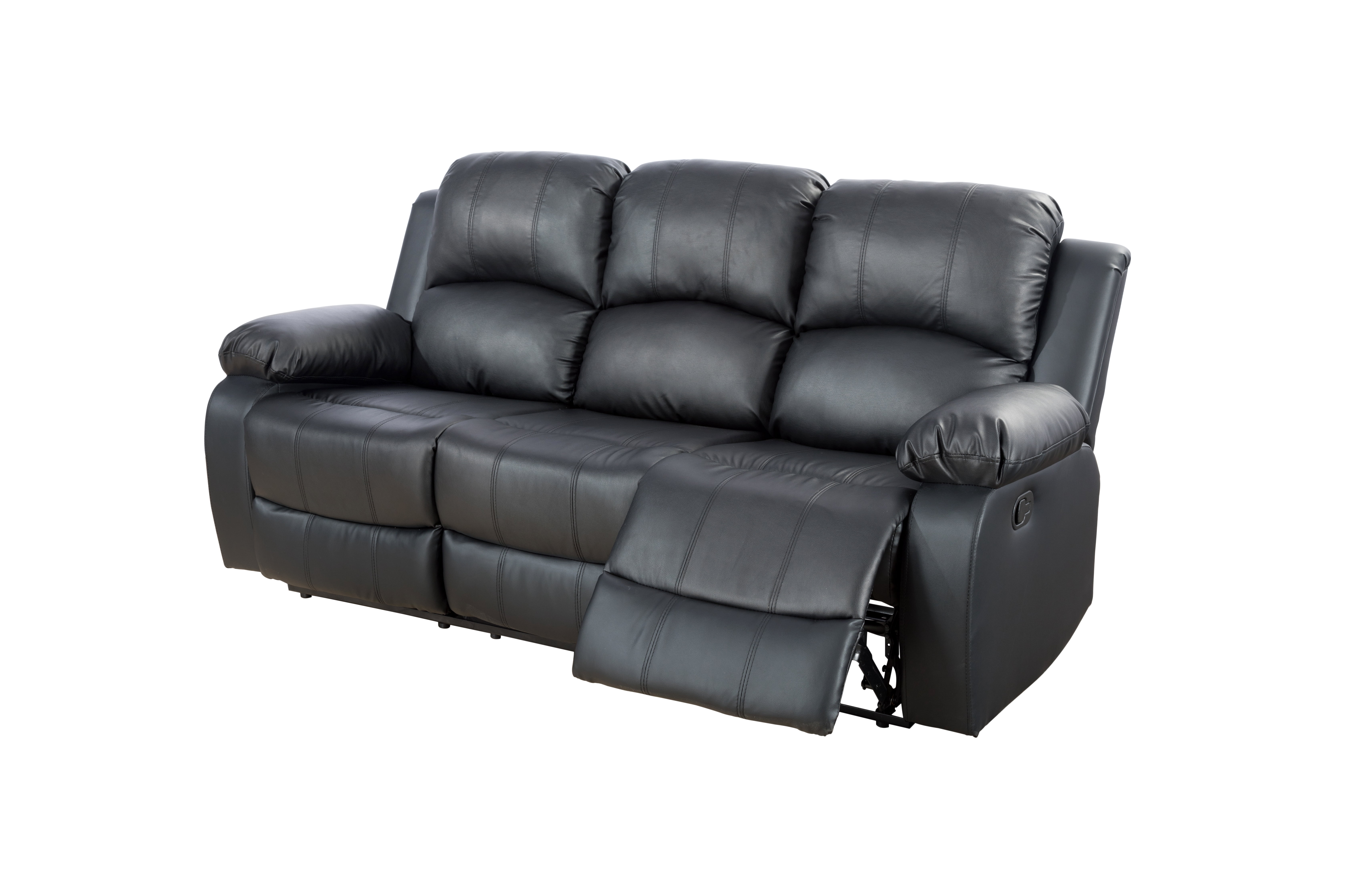 PonLiving Furniture Classic 3 Seat Bonded Leather Double Recliner Sofa Classic 3 Seat Bonded Leather Double Recliner Sofa