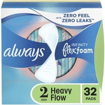 Always Infinity with FlexFoam Pads, Size 2, Heavy, No Wings, 32 count