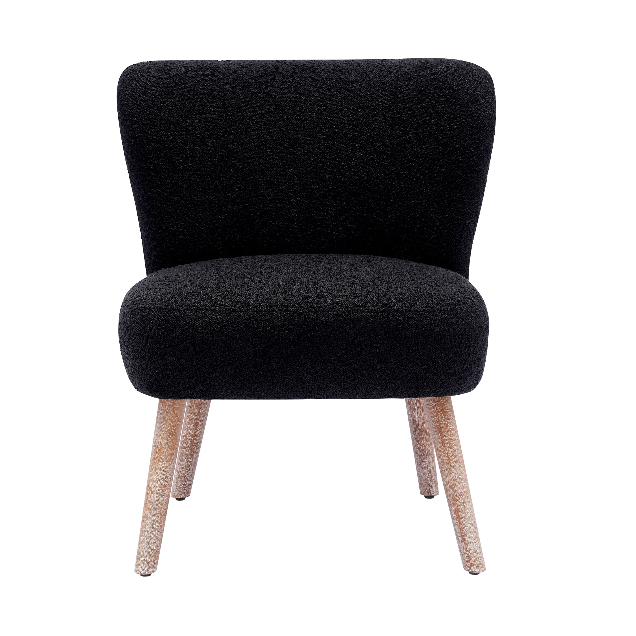 Modern 25" Wide Wingback Accent Chair with Water and Stain Resistant Boucle Upholstered Fabric, Black