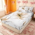 thumbnail image 3 of Erosebridal Khaki Magnolia Zipper Full Size Comforter Sets with Fitted Sheet and 2 Pillowcases for Girls, Modern Flower Art Zipper Bedding Set, Gray Reversible, 4 Pieces, 3 of 7