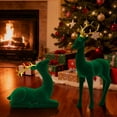 thumbnail image 4 of Flocking Reindeer Christmas Tabletop Decoration, Green, 13", 2 Count Christmas Decor Deer Figurine Decorations, by FAJHHA, 4 of 8