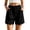Black, variant on Women's Cotton Summer Shorts Elastic Waist Pocket Casual Bubble Shorts with Scalloped Hem for Beach Vacation