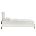 thumbnail image 3 of Platform Bed Frame, Tufted, Rivet Nailhead, Twin Size, White, Velvet, Mid Century Bedroom, Modern Contemporary Boutique HB35561, 3 of 8