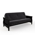thumbnail image 1 of 8 Inch Full Poly Futon Mattress with Full Size Espresso Wood Arm Futon Frame, Black, 1 of 9