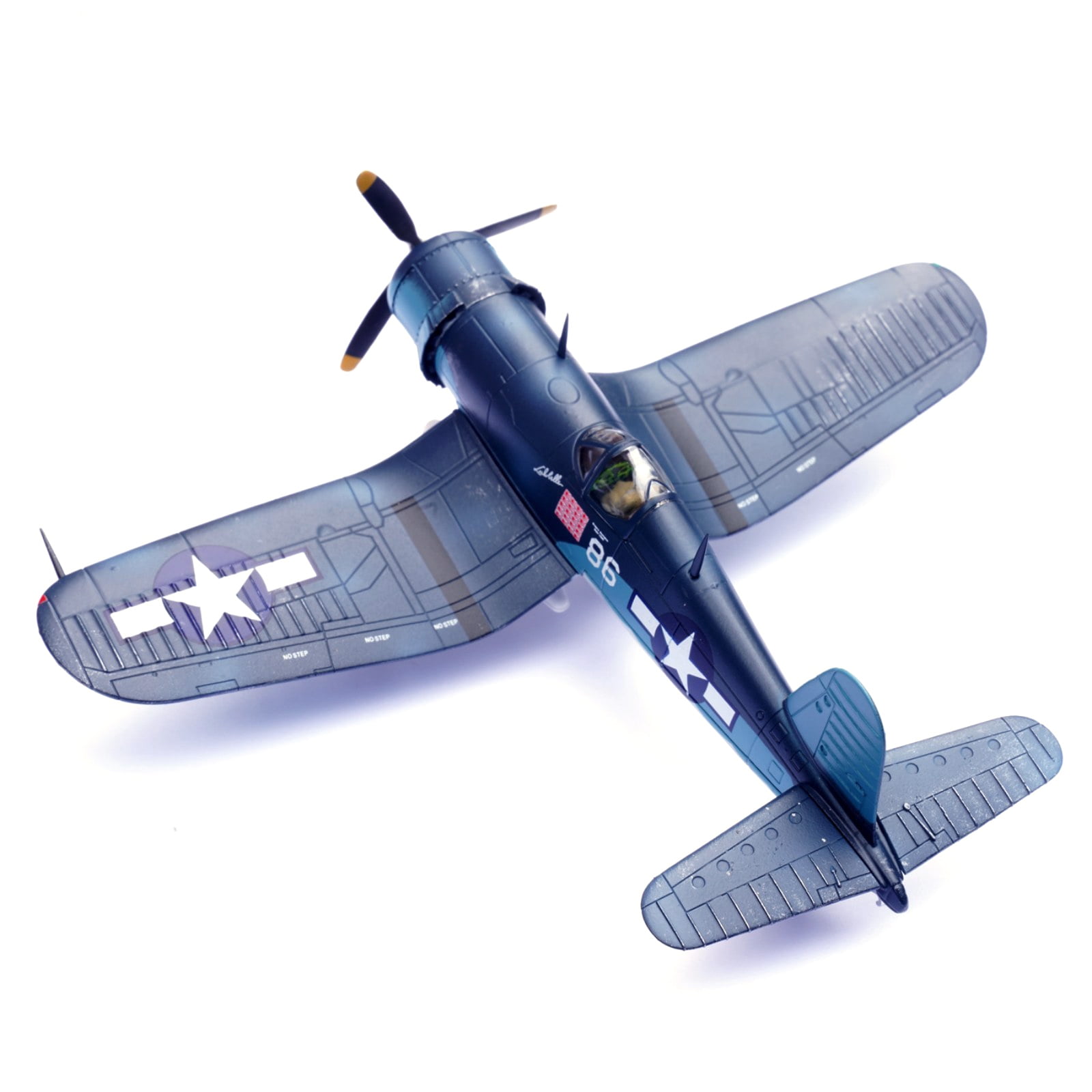 JIAHAOO 1:72 WWII F4U Corsair USMC Fighter Diecast Airplane Model VMF 214 White 86 Collectible Plane with Display