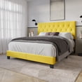 thumbnail image 2 of Home Design Omaha Queen Tufted Upholstered Panel Bed Frame, Yellow, Easy Assembly, 2 of 5