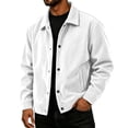 thumbnail image 2 of GrmtClth Autumn Mens Corduroy Modern Retro Collared Jacket Long Sleeve Snap Front Oversized Fit Weekend Gathering Outerwear White XL, 2 of 10